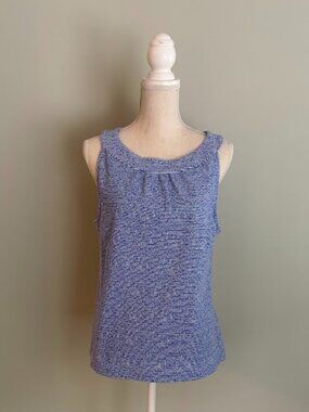 Talbots Blue White Nautical Striped Knit Sleeveless Tank‎ Top Women's Size L
